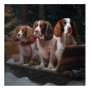 Brittany Spaniel Snowy Sleigh Christmas Decor  