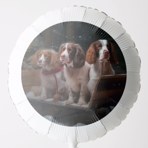 Brittany Spaniel Snowy Sleigh Christmas Decor  Balloon