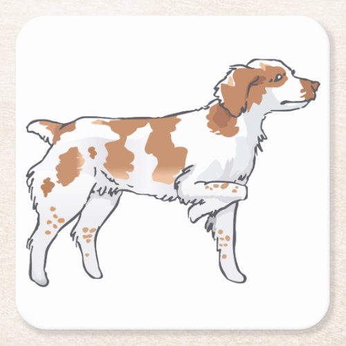 Brittany Spaniel Square Paper Coaster