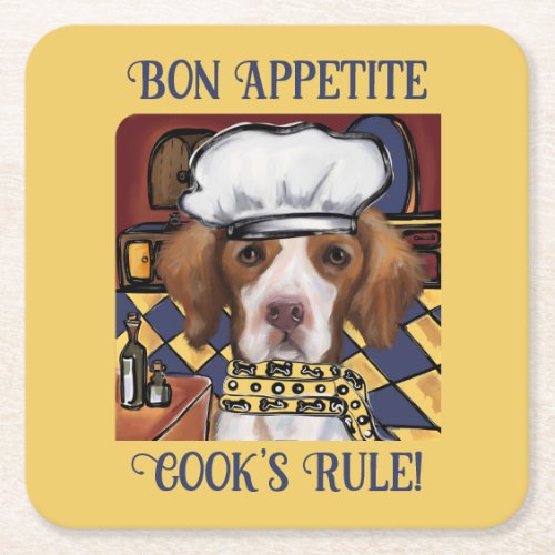 Brittany   Spaniel           Square Paper Coaster