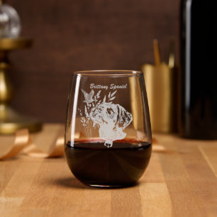 Brittany Spaniel Stemless Wine Glass