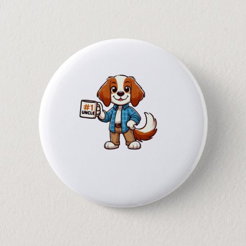 Brittany Spaniel Uncle Dog Funny Family Button