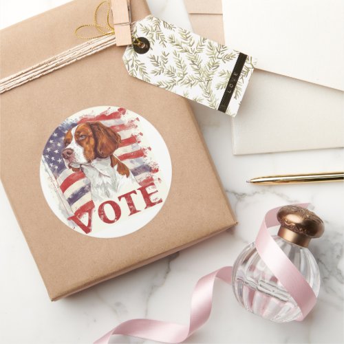 Brittany Spaniel US Elections Vote for a Change Classic Round Sticker
