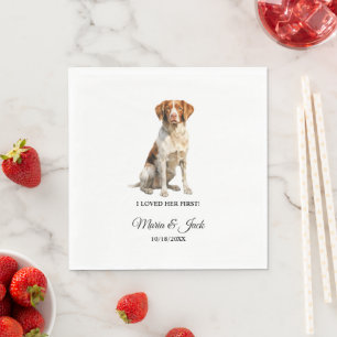 Brittany Spaniel Wedding Napkins with Dogs Photo