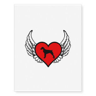 Brittany Spaniel Winged Heart Love Dogs Silhouette Temporary Tattoos