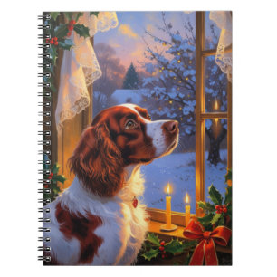 Brittany Spaniel with Christmas Lights Holiday  Notebook