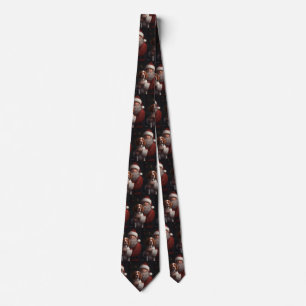 Brittany Spaniel With Santa Claus Christmas Neck Tie