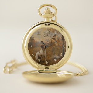 Brittany Spaniel – Woodcock Hunting Art Pocket Watch