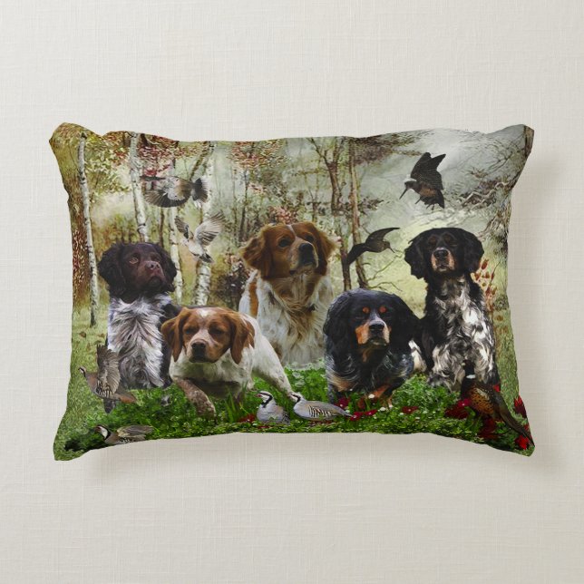  Brittany Spaniels,   Bird Hunting  Accent Pillow (Front)