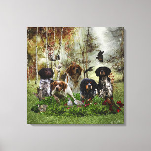 Brittany Spaniels, Bird Hunting Canvas Print