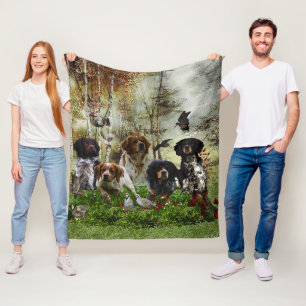 Brittany Spaniels, Bird Hunting Fleece Blanket