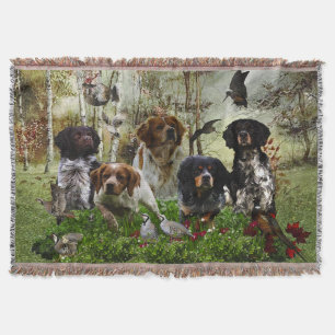 Brittany Spaniels, Bird Hunting Throw Blanket