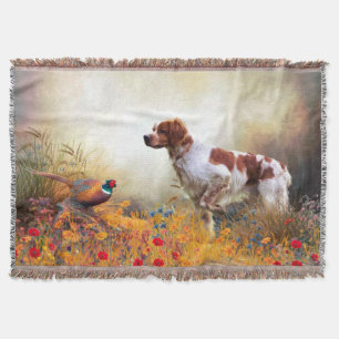 Brittany Spaniels, Bird Hunting Throw Blanket