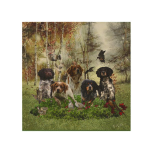  Brittany Spaniels,   Bird Hunting    Wood Wall Art
