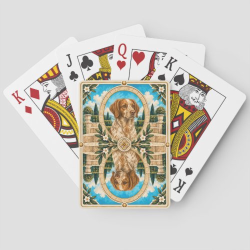 Brittany, Vintage Watercolor Dog Art Poker Cards