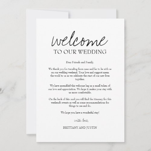 Brittany Wedding Welcome Letter and Itinerary