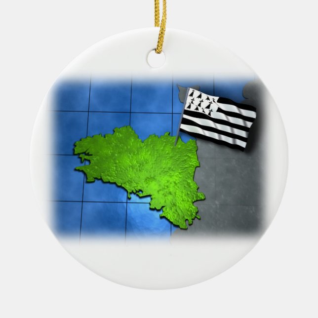 Brittany with its own flag ceramic ornament (Front)