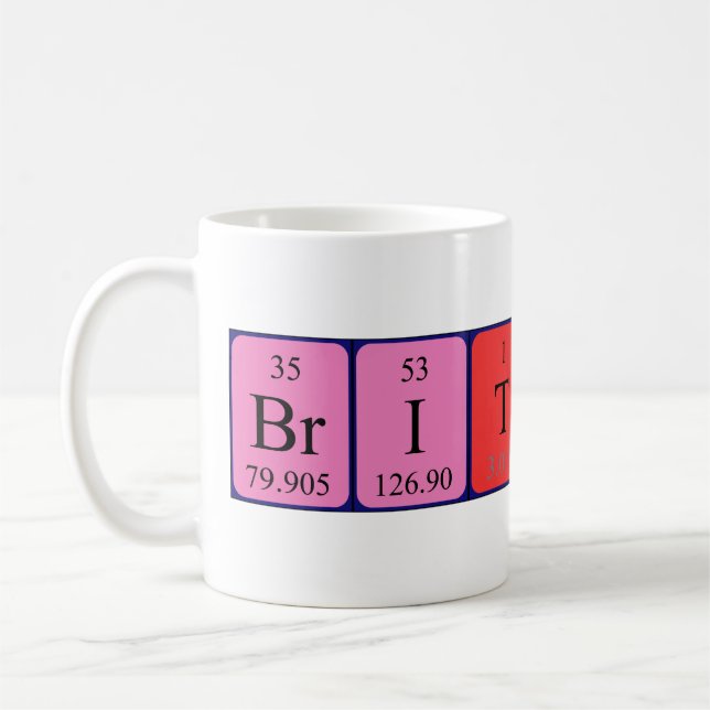 Brittney periodic table name mug (Left)