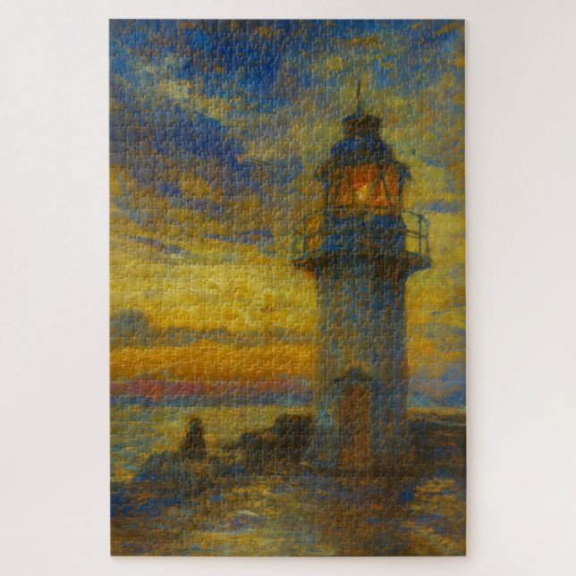 Brixham Harbor Lighthouse Turner Style Art Puzzle (Vertical)