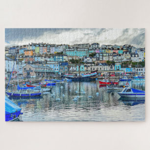 Brixham Harbor Swans: Devon Coast 1000pc Puzzle