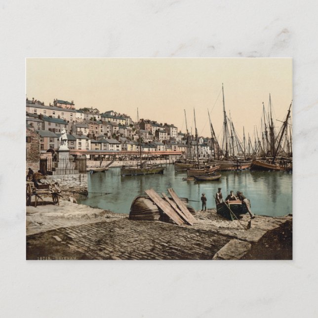 Brixham Harbour, Devon c.1895 Postcard (Front)