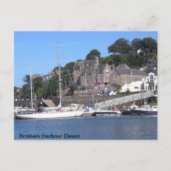 Brixham Harbour Devon Postcard by artistjandavies at Zazzle