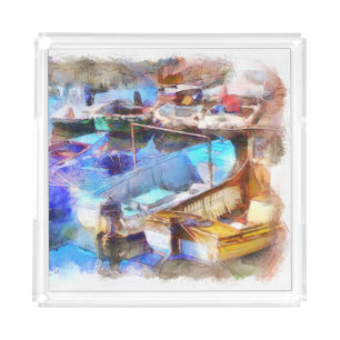 Brixham Harbour Devon UK Acrylic Tray