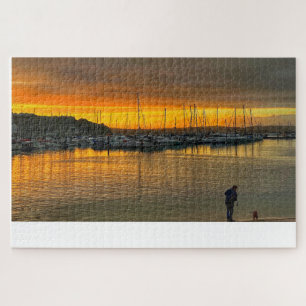 Brixham Sunset: Golden Harbor & Coastal Walk Jigsaw Puzzle