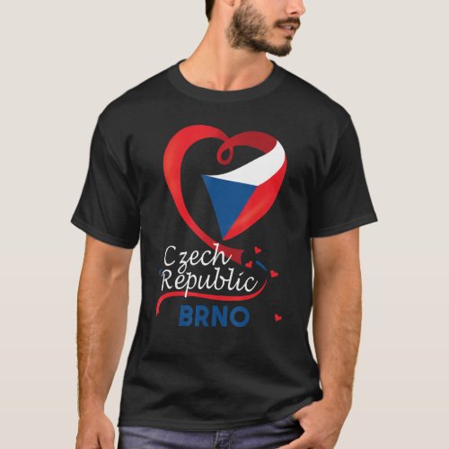 Brno Czech Republic Heart Flag Lion Coat Of Arm Em T_Shirt