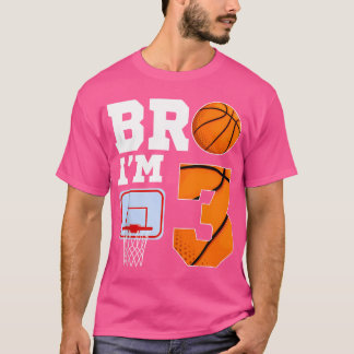 Bro I'M 3 Year Old Basketball Theme 3Rd Boy Birthd T-Shirt