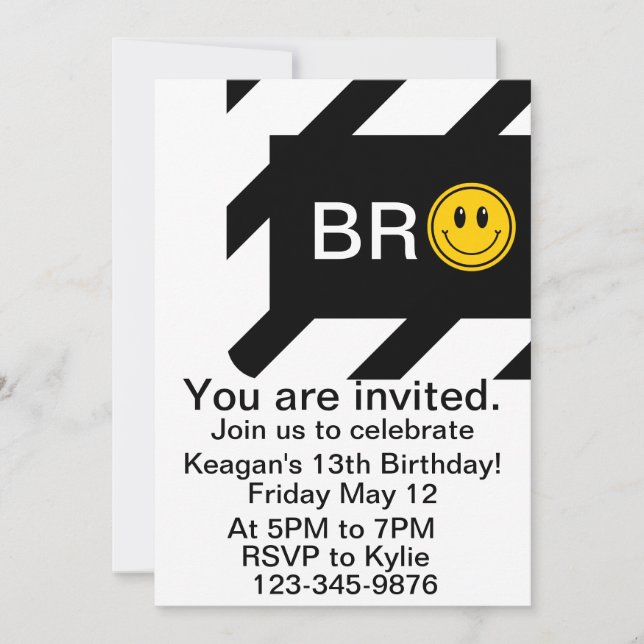 Bro It's My Birthday, Bro Birthday Party Invite (Front)