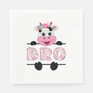 Bro Of The Birthday Girl Cow Brother Family Party Napkins