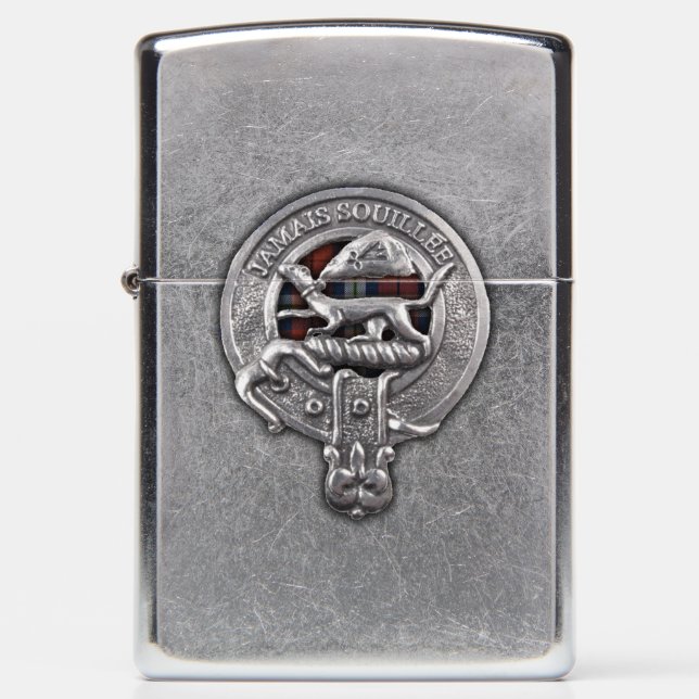Bro Sant Malou Tartan & Crest Zippo Lighter (Front)