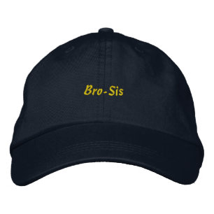 Bro-Sis Bond between Siblings Custom Text Navy-Hat Embroidered Baseball Cap
