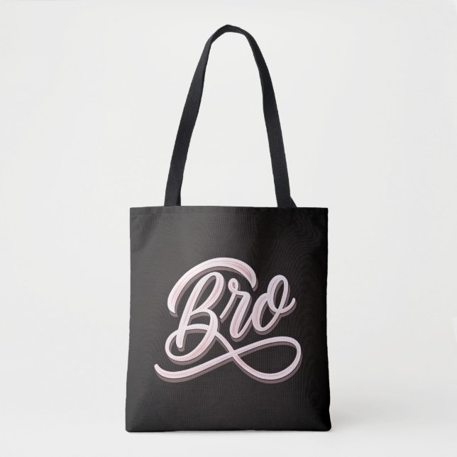 "BRO" Vintage Lettering Tote Bag (Front)