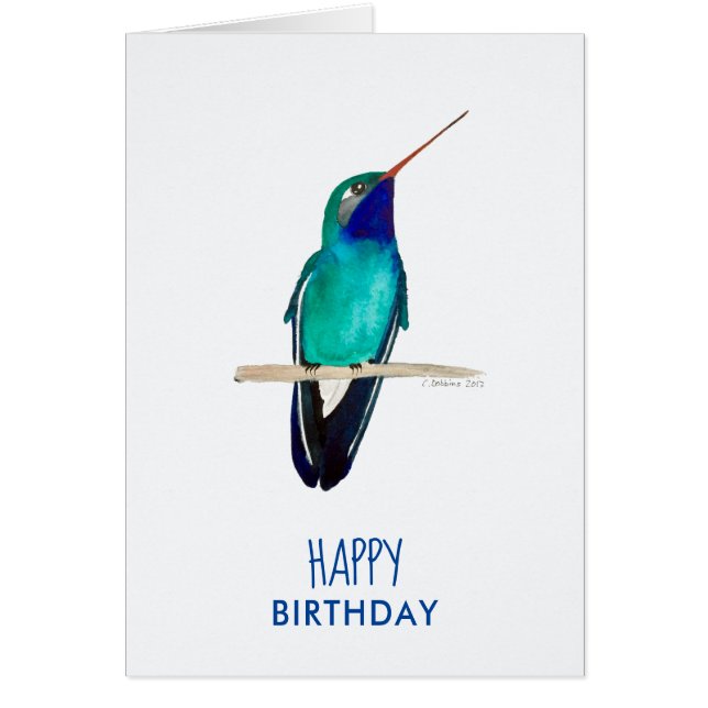 Broad-billed Hummingbird Birthday Cards (Front)