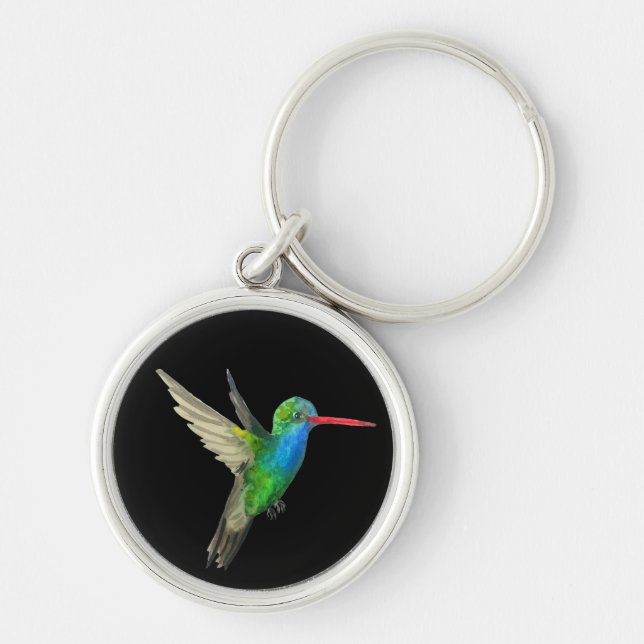 Broad-Billed Hummingbird cute bird watercolor Keychain (Front)