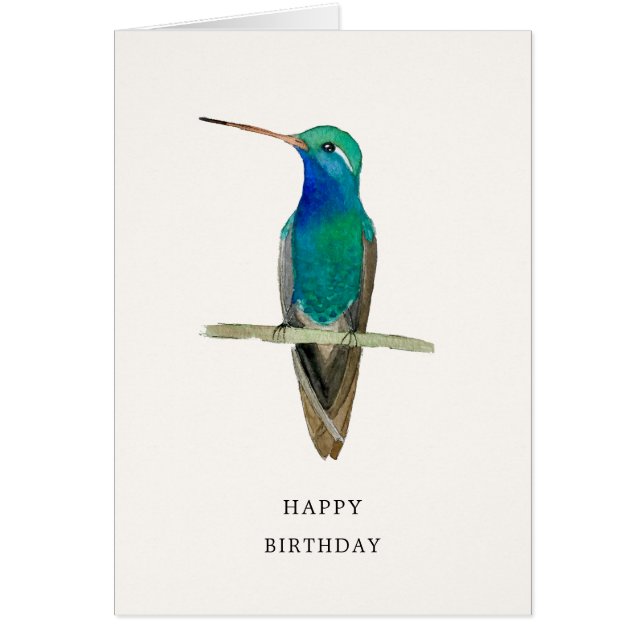 Broad-billed Hummingbird Happy Birthday Card (Front)