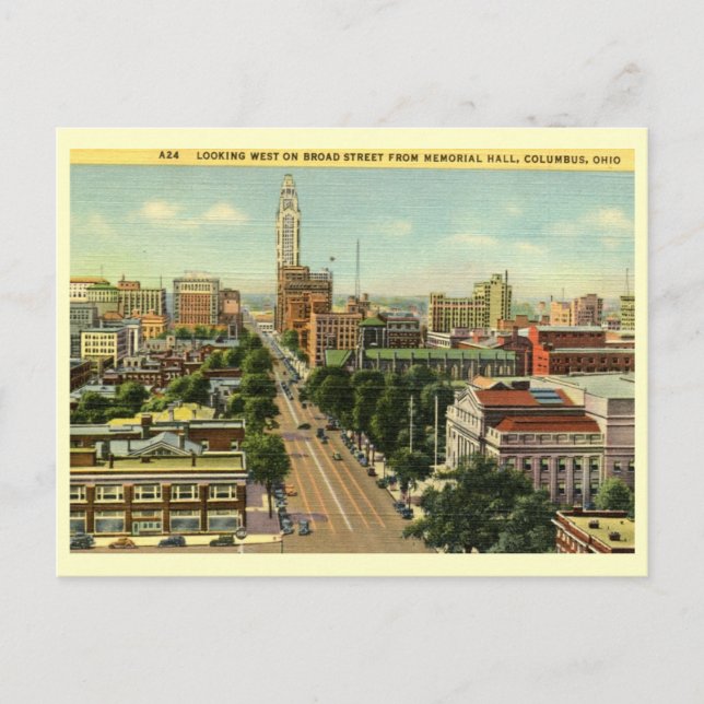 Broad St., Columbus, Ohio Vintage Postcard (Front)