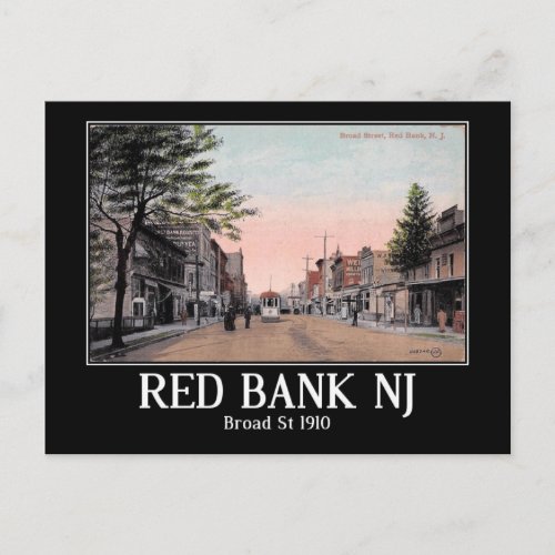 Broad St Red Bank New Jersey 1910 Vintage Postcard