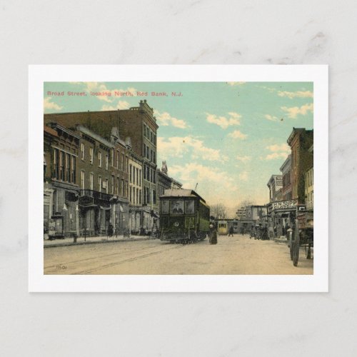 Broad St Red Bank NJ Vintage Postcard
