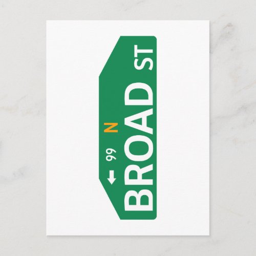 Broad Street Philadelphia PA Street Sign Postcard