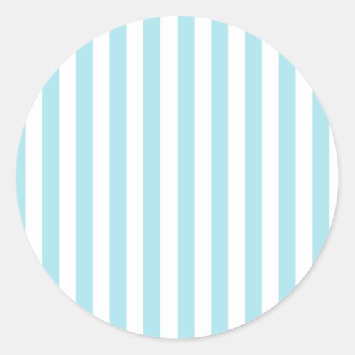 Broad Stripes _ White and Blizzard Blue Classic Round Sticker