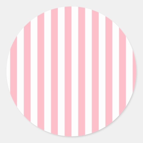 Broad Stripes _ White and Light Pink Classic Round Sticker