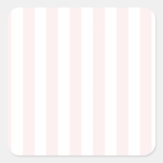 Broad Stripes - White and Pale Pink Square Sticker