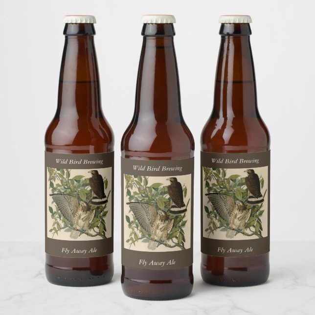 Broad-winged Hawk from Audubon's Birds of America Beer Bottle Label (Bottles)