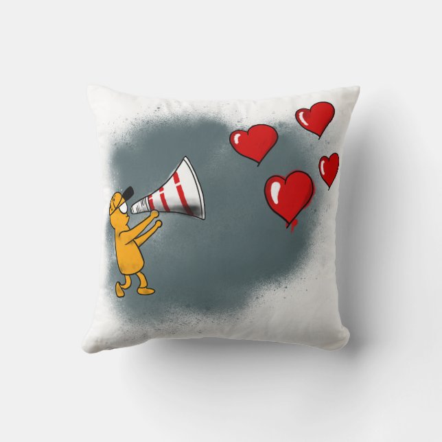 Broadcasting Love Throw Pillow (Back)