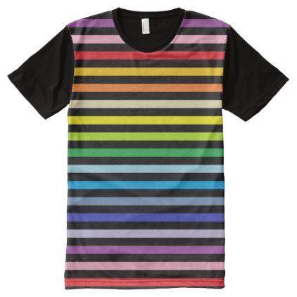 Broader Spectrum Rainbow and Black Stripes All-Over-Print Shirt