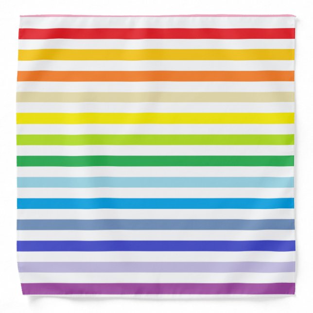 Broader Spectrum Rainbow and White Stripes Bandana (Front)