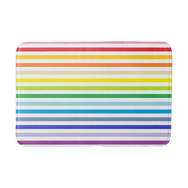 Broader Spectrum Rainbow and White Stripes Bathroom Mat (Front)